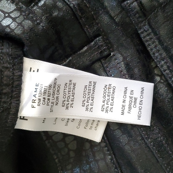 Frame woman's  black croc print  stretch ankle crop pants size 28 - Picture 12 of 13